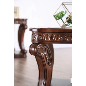 Furniture of America Walworth Glass/Wood Sofa Table, Dark Oak