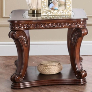 Furniture of America Walworth Glass/Wood Table Set, Dark Oak