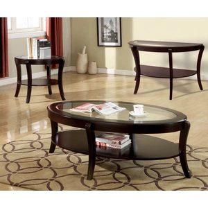 Furniture of America Finley Glass/Wood Table Set, Espresso
