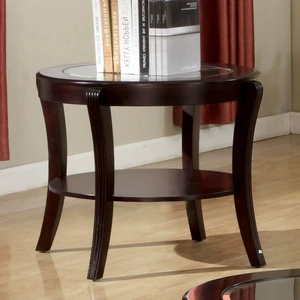 Furniture of America Finley Glass/Wood Oval End Table, Espresso