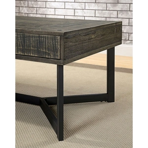 Furniture of America Veblen Wood/Metal Storage Coffee Table w/2 Drawers, Dark Oak/Espresso