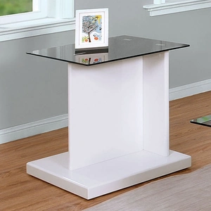 Furniture of America Mannedorf Glass/Paper Veneer Storage End Table