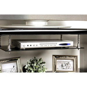 Furniture of America Dietrich 60-inch Glass/Metal TV Console, Black