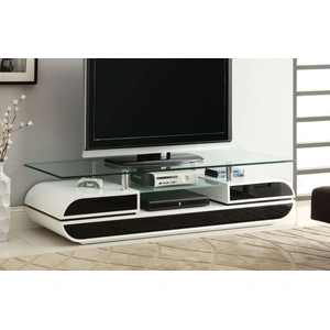 Furniture of America Evos 63-inch Glass TV Console, Black/White