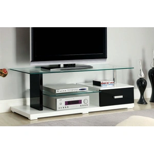 Furniture of America Egaleo 55-inch Glass TV Console, Black/White