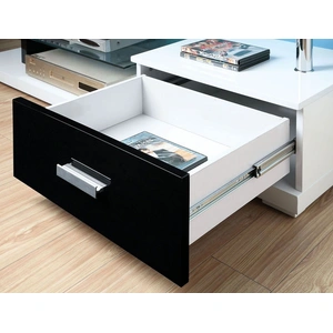 Furniture of America Egaleo 55-inch Glass TV Console, Black/White
