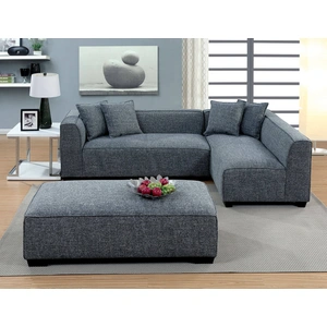 Furniture of America Jaylene Linen Fabric L-Shaped Sectional Sofa, Grey
