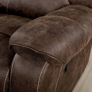 Furniture of America Kennedy Leatherette Reclining Loveseat w/ Storage Console, Dark Brown