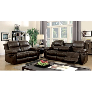 Furniture of America Listowel Leatherette Reclining Living Room Set, Brown