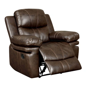 Furniture of America Listowel Leatherette Reclining Chair, Brown