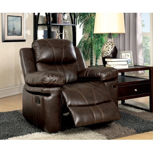 Furniture of America Listowel Leatherette Reclining Chair, Brown