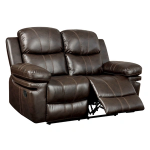 Furniture of America Listowel Leatherette Reclining Loveseat, Brown