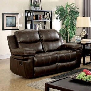 Furniture of America Listowel Leatherette Reclining Loveseat, Brown