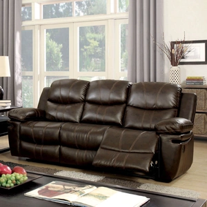 Furniture of America Listowel Leatherette Reclining Living Room Set, Brown