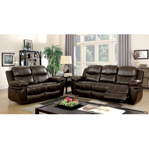 Furniture of America Listowel Leatherette Reclining Living Room Set, Brown