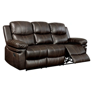 Furniture of America Listowel Leatherette Reclining Sofa, Brown