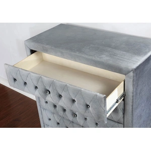 Furniture of America Alzir Fabric/Wood Tufted Chest w/5 Drawers