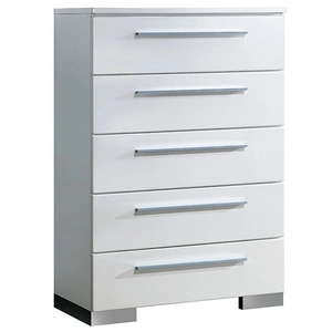 Furniture of America Clementine Wood Chest w/5 Drawers, Glossy White