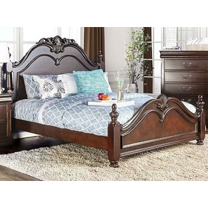 Furniture of America Mandura Wood Low Post Bedroom Set, Cherry