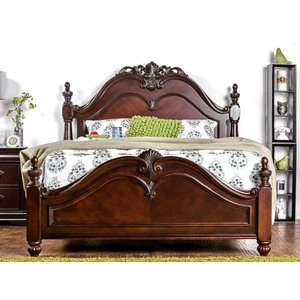Furniture of America Mandura Wood Low Post Bed, Cherry