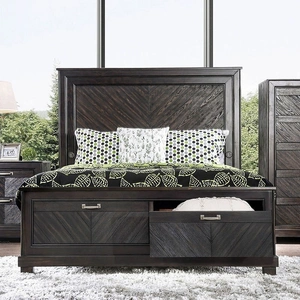 Furniture of America Argyros Wood Storage Panel Bedroom Set w/USB, Espresso