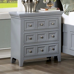 Furniture of America Castile Wood Nightstand w/3 Drawers & 2 USB in Gray