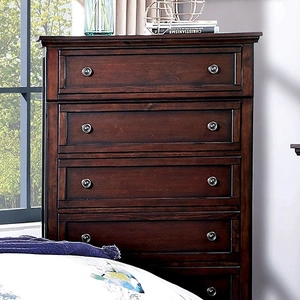 Furniture of America Wells Wood Chest w/5 Drawers, Dark Cherry