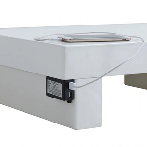 Furniture of America Christie Wood High Gloss Lacquer Nightstand w/USB, White