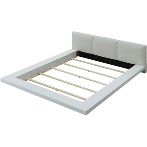 Furniture of America Christie Fabric/Wood High Gloss Low Profile Platform Bedroom Set, White