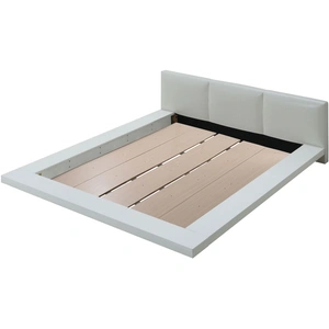 Furniture of America Christie Fabric/Wood High Gloss Low Profile Platform Bed, White