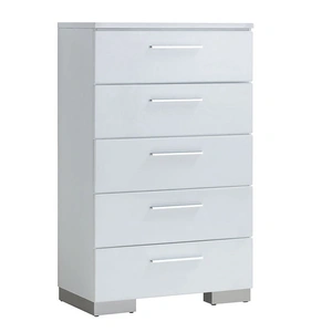 Furniture of America Christie Wood High Gloss Lacquer Chest w/5 Drawers, White