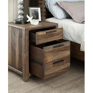 Furniture of America Hutchinson Fabric/Wood Panel Tufted Bedroom Set, Rustic Natural Tone/Beige