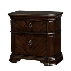 Furniture of America Calliope Wood Nightstand w/2 Drawers & USB Charger in Espresso
