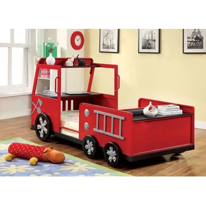 Furniture of America Rescue Leatherette/Metal Youth Car Bed, Twin Size, Red/Black