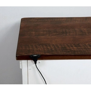Furniture of America Alyson Wood Nightstand w/2 Drawers & USB Plug, Distressed White/Walnut