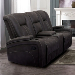 Furniture of America Amirah Fabric Glider Loveseat, Dark Gray
