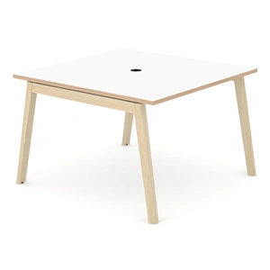NARBUTAS Nova Wood Square Melamine 4-Person Office Meeting Table w/Power Socket & Metal Cable Tray