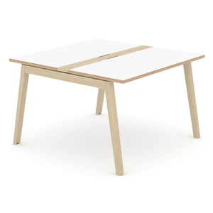 NARBUTAS Nova Wood Square Melamine 4-Person Office Meeting Table w/Grommet & Metal Cable Tray