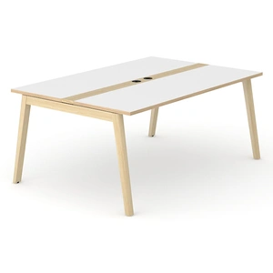 NARBUTAS Nova Wood Rectangular Melamine D47.2-inch 6-Person Office Meeting Table w/2 Power Sockets & Metal Cable Tray