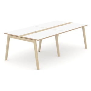 NARBUTAS Nova Wood Rectangular Melamine 8-Person Office Meeting Table w/2 Grommets & 2 Metal Cable Trays