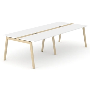 NARBUTAS Nova Wood Rectangular Melamine 10-Person Office Meeting Table w/4 Power Sockets & 2 Metal Cable Trays
