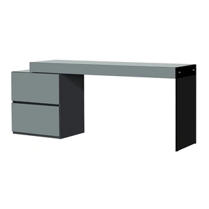 J&M Furniture Coach Modern Office Desk with Storage Drawers, High Gloss Grey