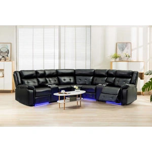 Amalfi Furniture SM Cobalt 3631V L-Shaped Reclining Sectional Sofa w/LED Lighting & Cup Holders