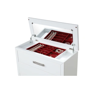 Galaxy Home Furnishings Coco 5-Drawer Wood Veneer Chest w/Mirror Lid on Top, Milky White