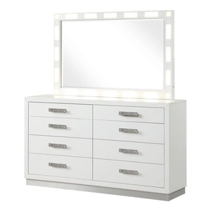 Galaxy Home Furnishings Coco Plush/Wood Regular Bedroom Set, Milky White