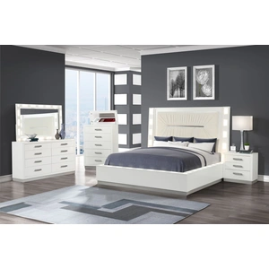 Galaxy Home Furnishings Coco 8-Drawer Wood Veneer Dresser with Jewelry Section, Milky White