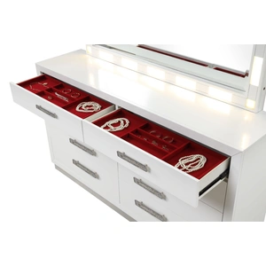 Galaxy Home Furnishings Coco 8-Drawer Wood Veneer Dresser with Jewelry Section, Milky White