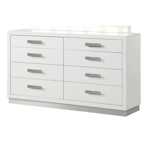 Galaxy Home Furnishings Coco 8-Drawer Wood Veneer Dresser with Jewelry Section, Milky White