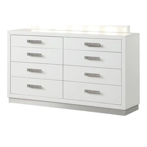 Galaxy Home Furnishings Coco Plush/Wood Regular Bedroom Set, Milky White