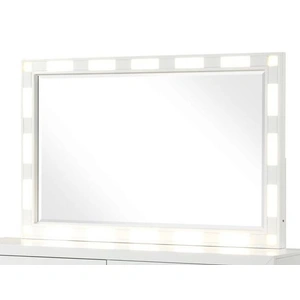 Galaxy Home Furnishings Coco Wood Veneer Mirror with LED Lighting, Milky White